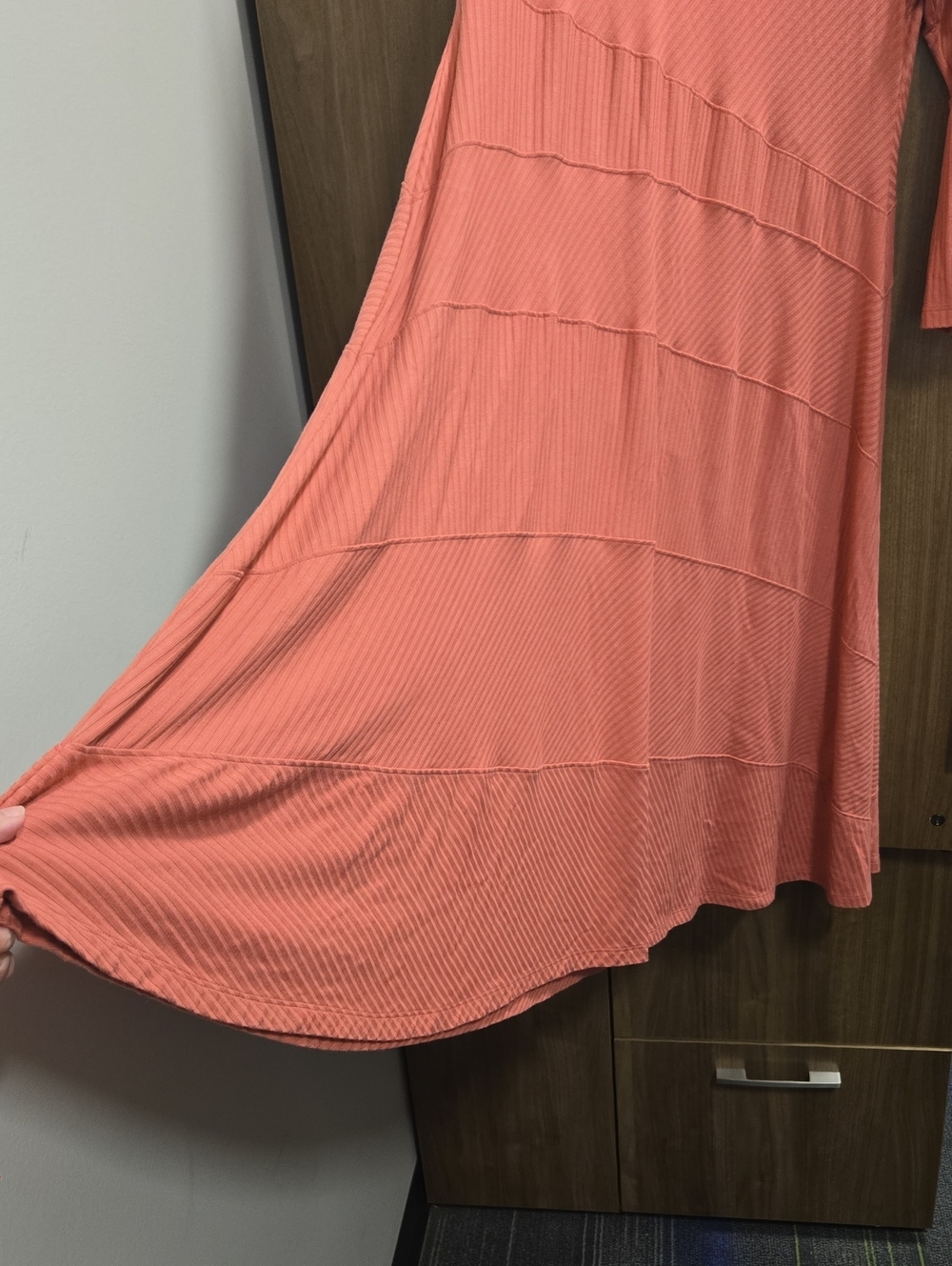 Soft Surroundings-Maxi Dress Ribbed Knit in Coral-Size XL - Picture 7 of 13